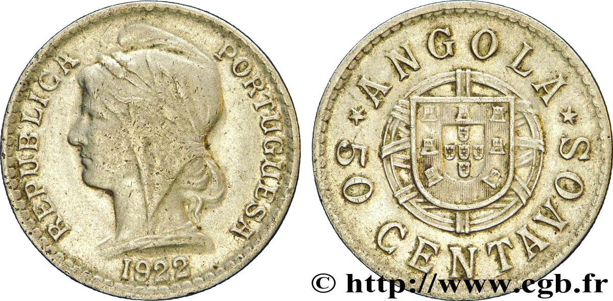 ANGOLA 50 Centavos 1922  S 