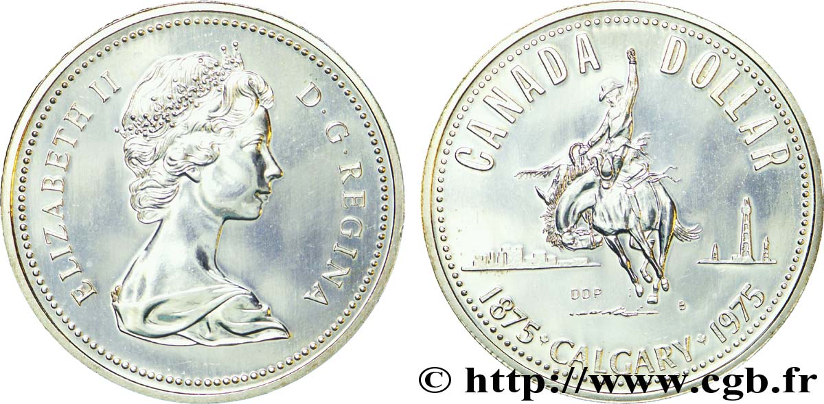 CANADá
 1 Dollar Elisabeth II / centenaire de Calgary 1975  EBC 