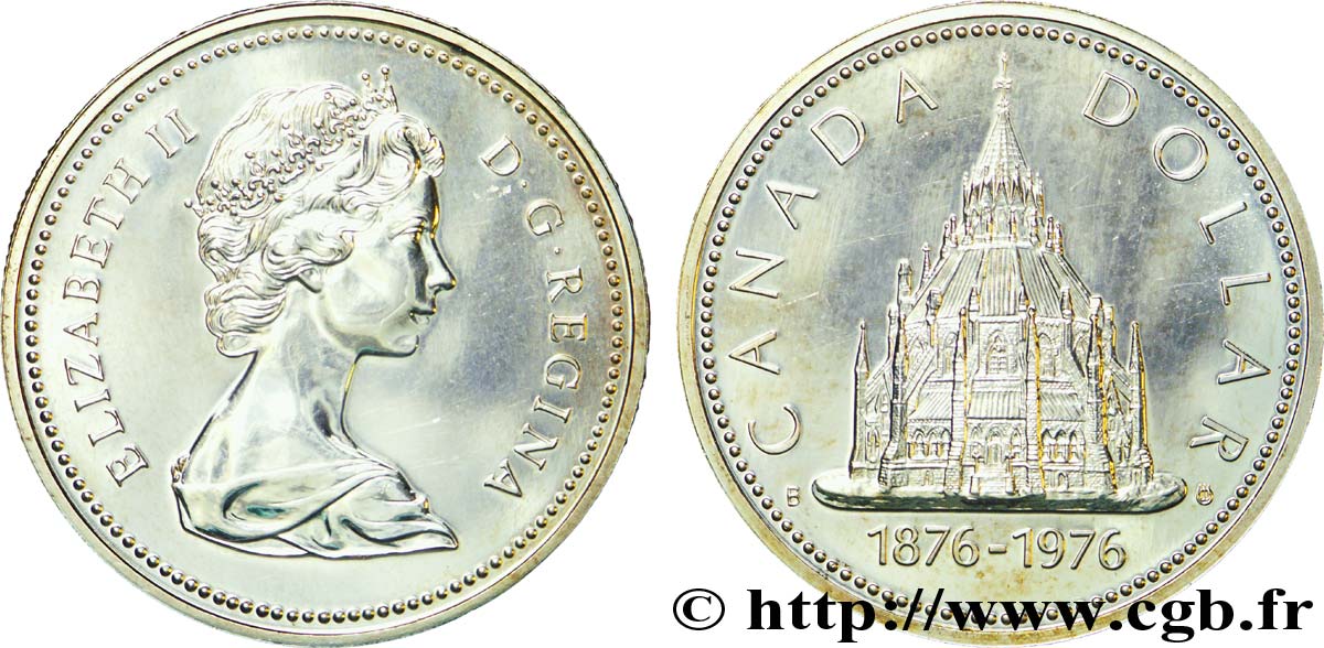 KANADA 1 Dollar Elisabeth II / bibliothèque du Parlement 1976  VZ 