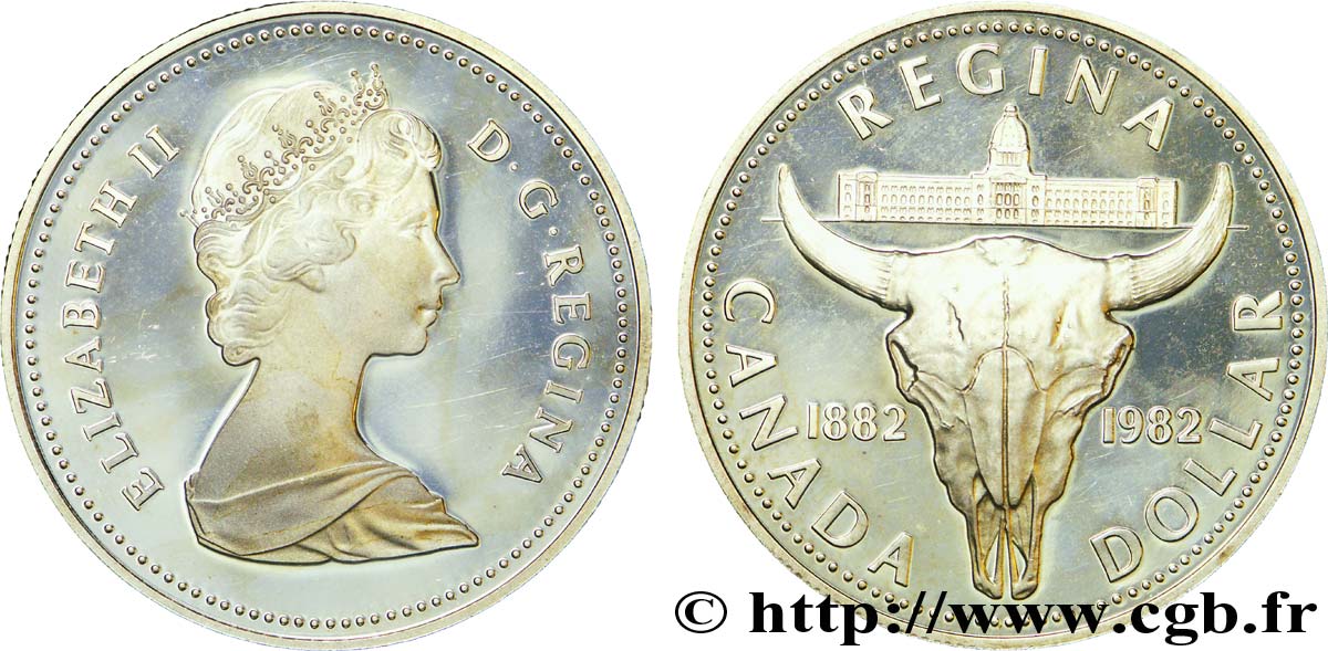 CANADá
 1 Dollar BE (proof) Elisabeth II / 100e anniversaire de la fondation de la ville de Regina 1982  EBC 