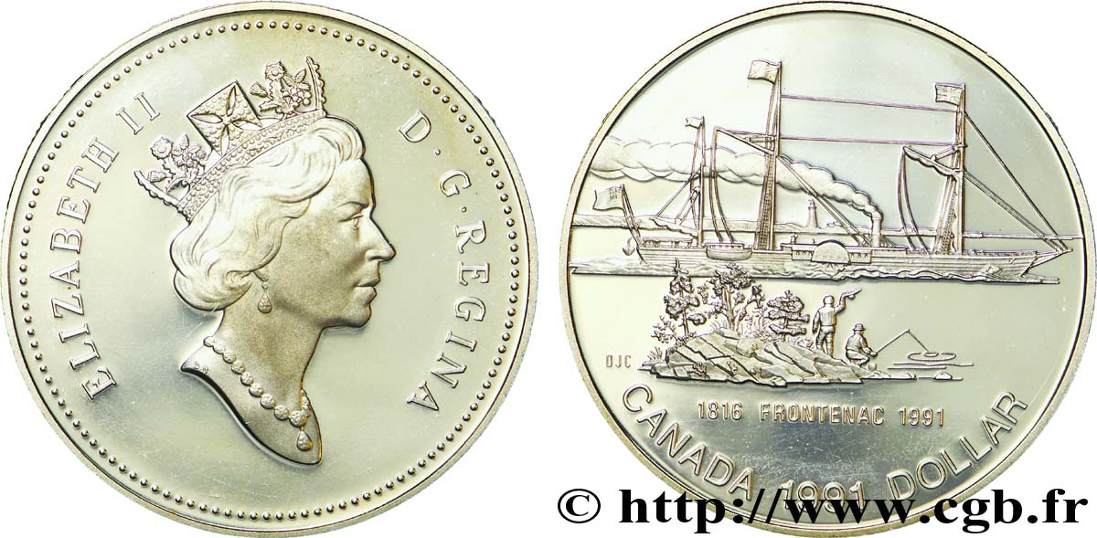CANADá
 1 Dollar BE Elisabeth II / le vapeur Frontenac 1991  EBC 