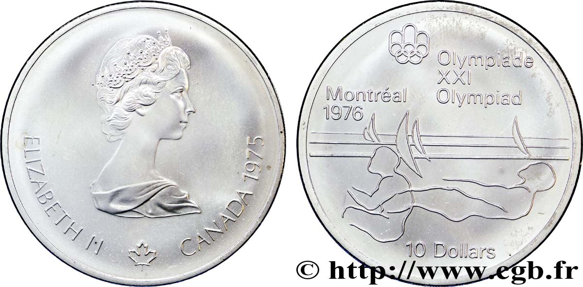 KANADA 10 Dollars JO Montréal 1976 voile 1975  fST 