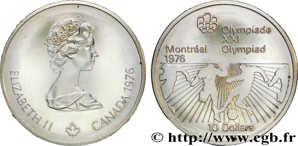 KANADA 10 Dollars JO Montréal 1976 football / Elisabeth II 1976  VZ 
