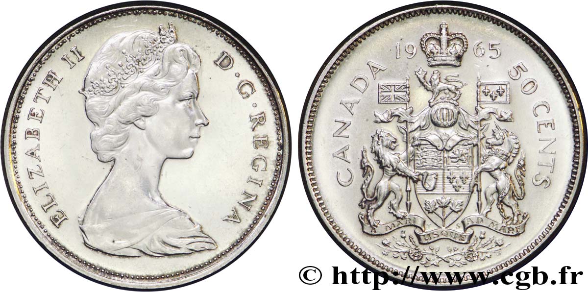CANADA 50 Cents Elisabeth II 1965  AU 