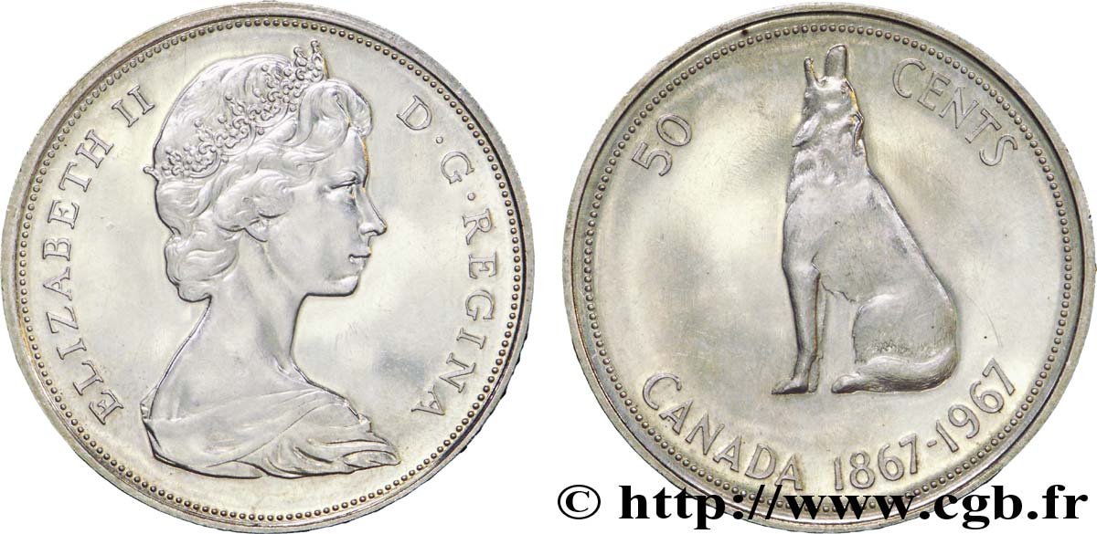 KANADA 50 Cents centenaire de la Confédération 1967  VZ 