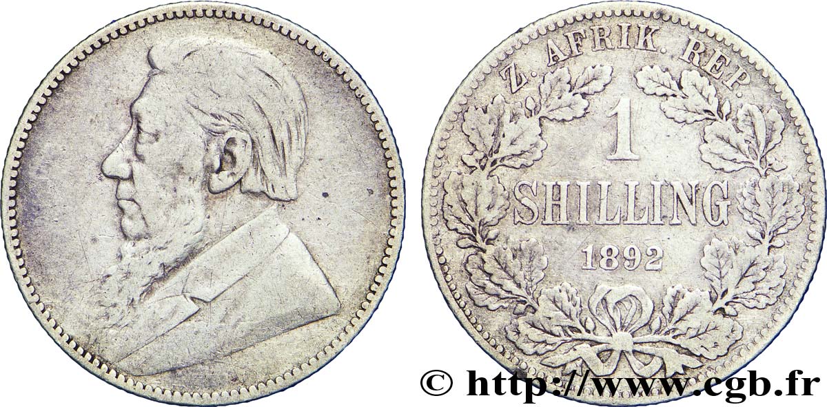 SOUTH AFRICA 1 Shilling Kruger 1892  VF 