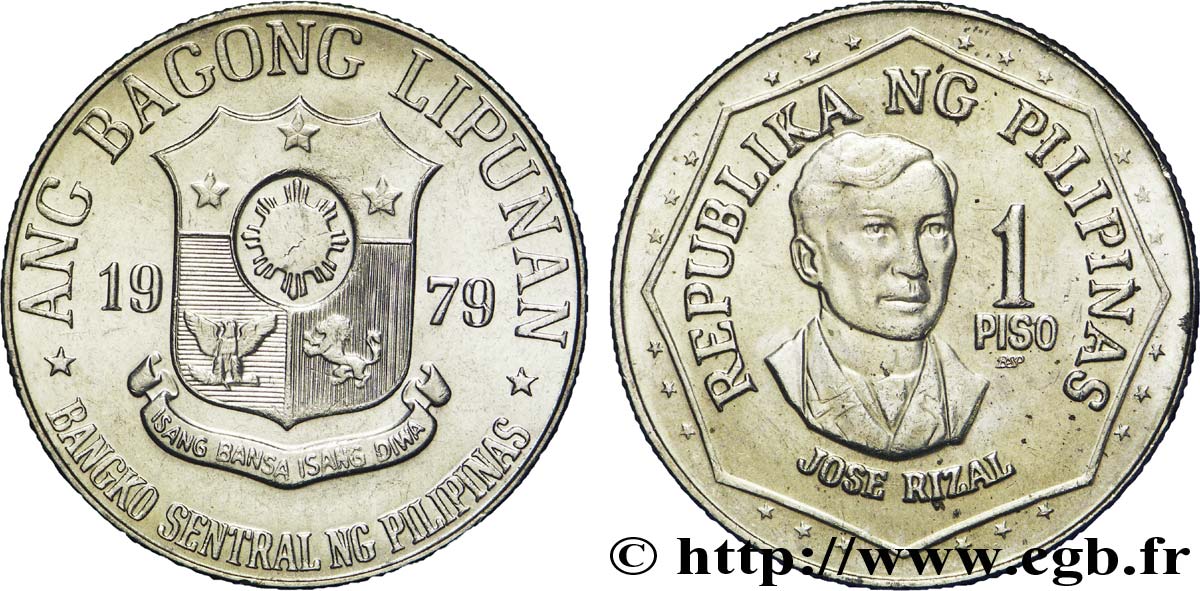 PHILIPPINEN 1 Piso Emblème / Jose Rizal 1979  fST 