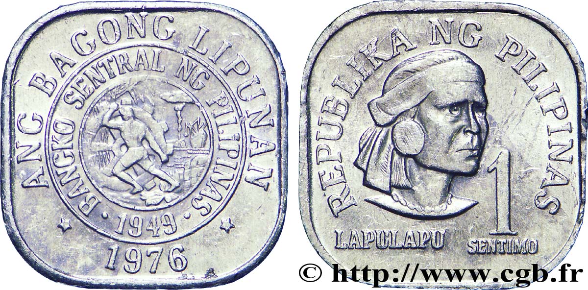 PHILIPPINEN 1 Sentimo sceau de la banque Centrale / Lapulapu 1976  VZ 