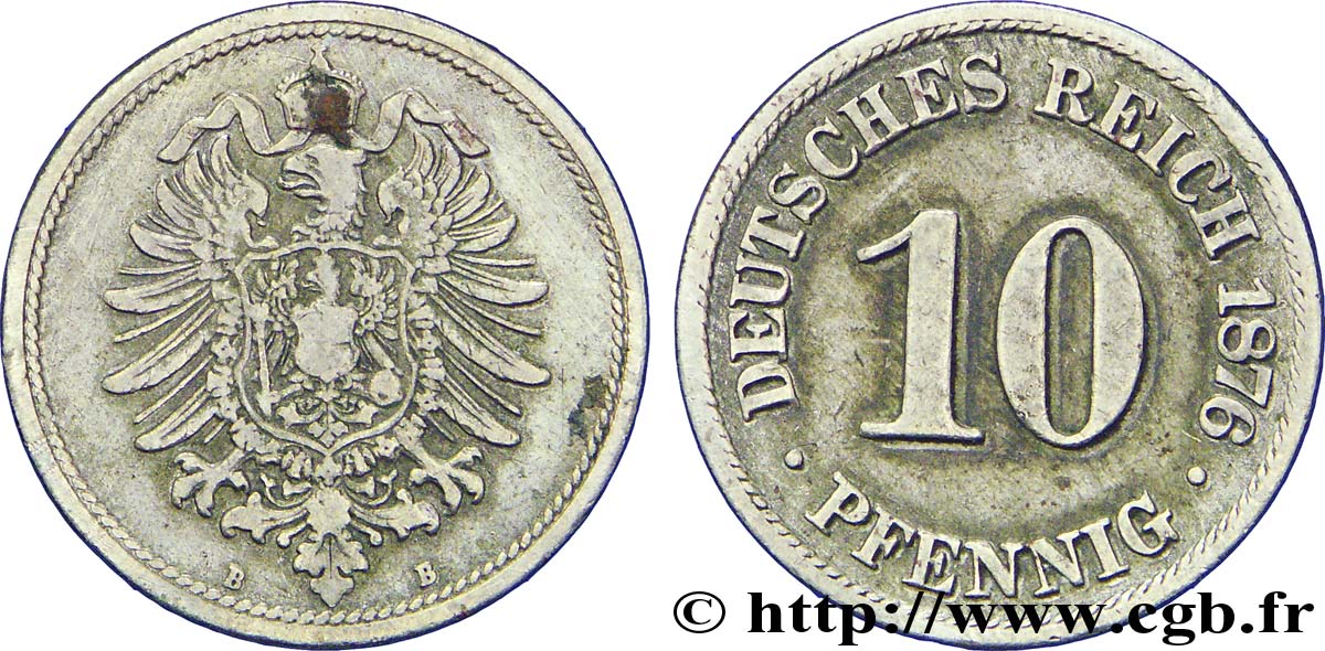ALEMANIA 10 Pfennig aigle héraldique 1876 Hanovre - B BC+ 