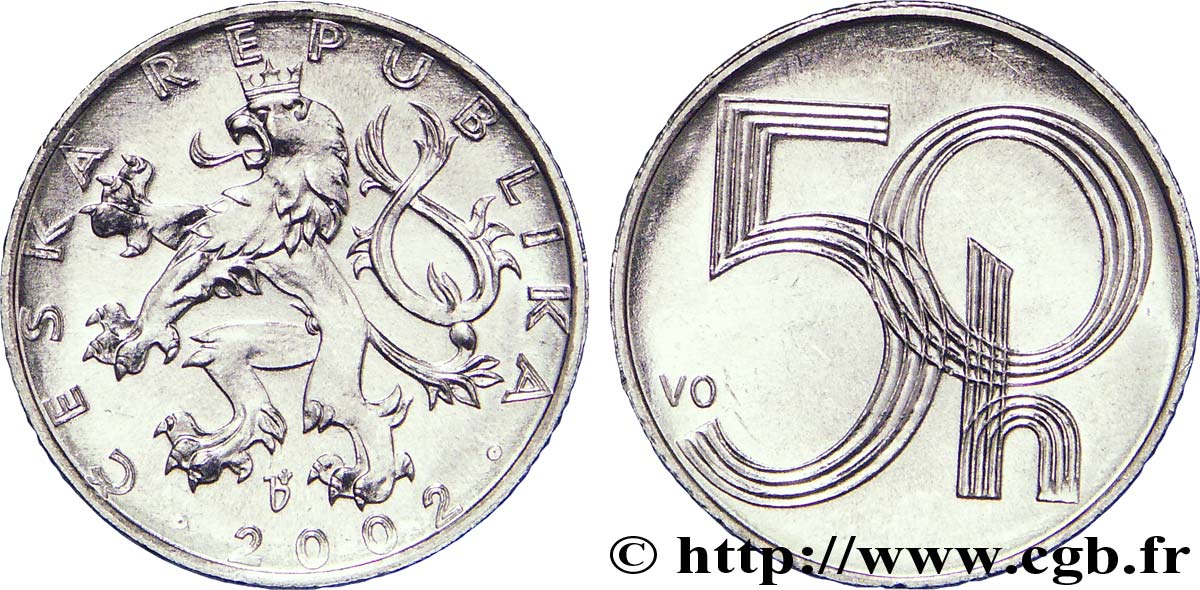 TSCHECHISCHE REPUBLIK 50 Haleru lion tchèque / feuille 2002 Jablonec nad Nisou fST 