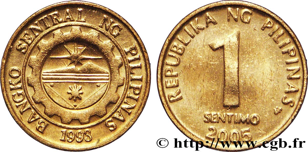 FILIPINAS 1 Sentimo sceau de la Banque Centrale des Philippines 2005  EBC 