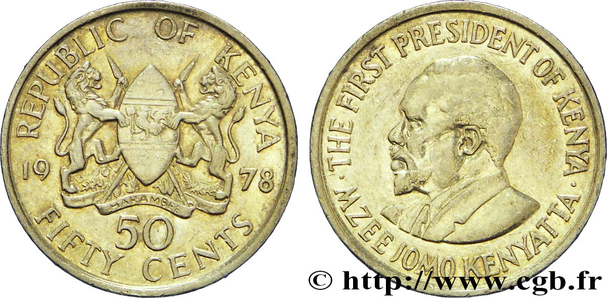 KENIA 50 Cents emblème / Mzee Jomo Kenyatta 1978  EBC 