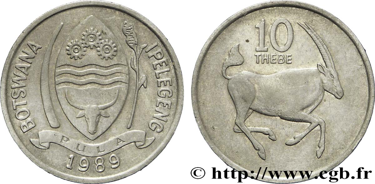 BOTSWANA 10 Thebe emblème / oryx 1989  VZ 