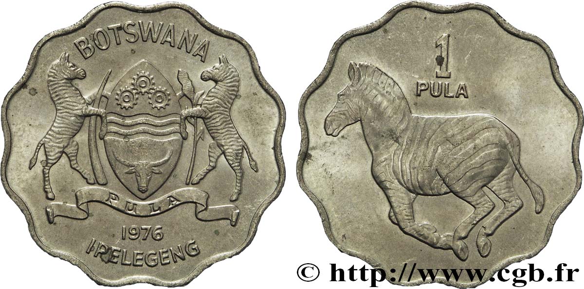BOTSWANA (REPUBLIC OF) 1 Pula emblème / zébre 1976  AU 