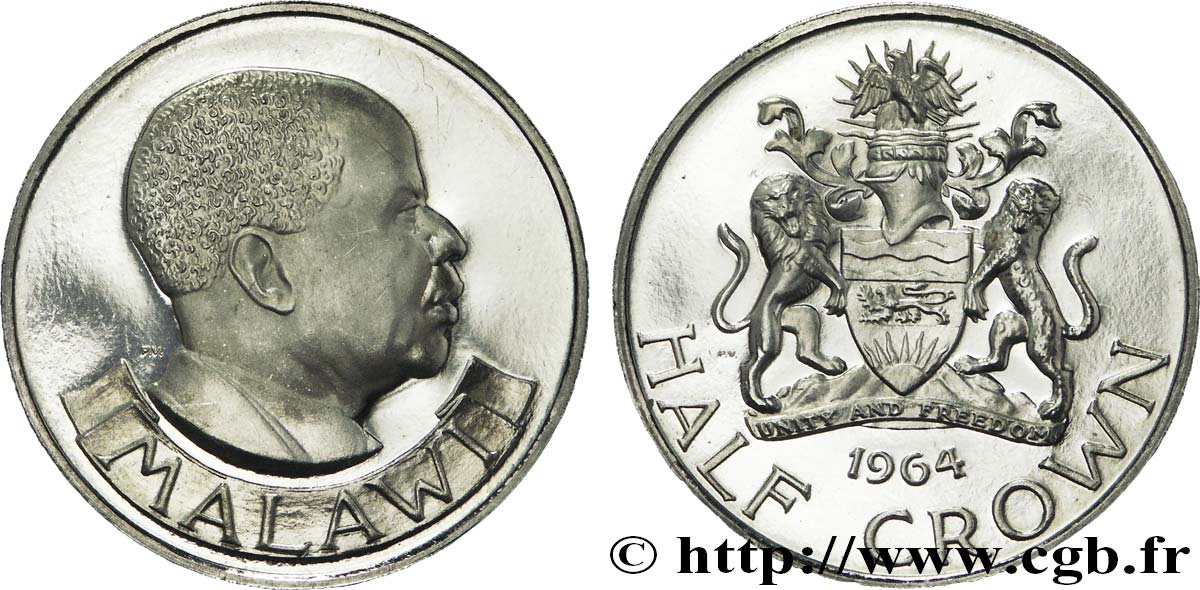 MALAWI 1/2 Crown BE (Proof) Hastings Kamuzu Banda / emblème 1964  VZ 