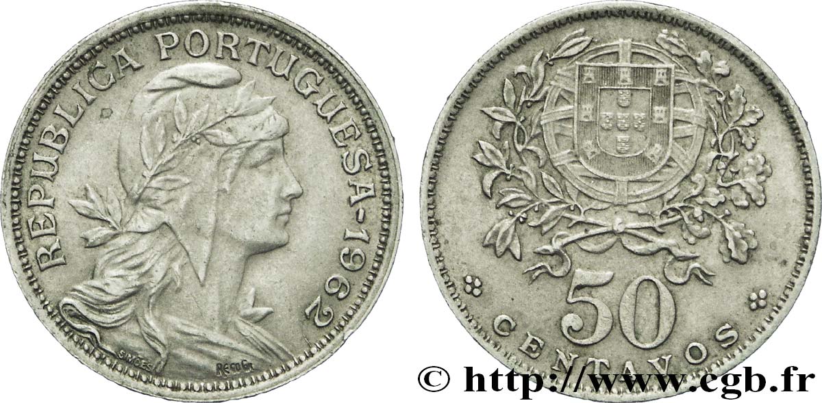 PORTUGAL 50 Centavos 1962  AU 