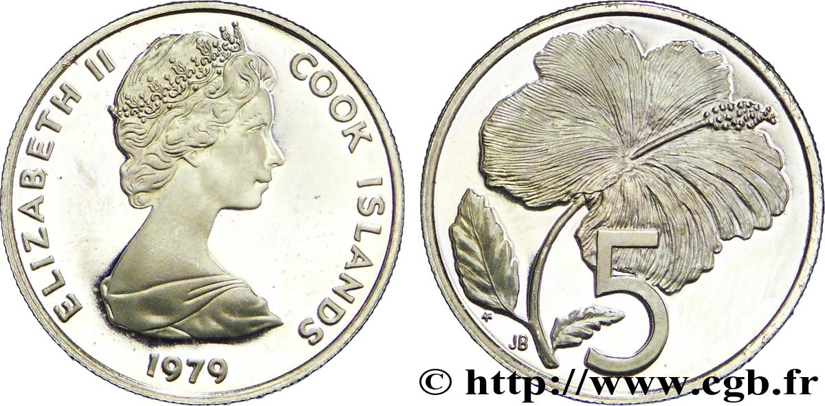 ÎLES COOK  5 Cents BE (proof) Elisabeth II / orange 1979  SPL 