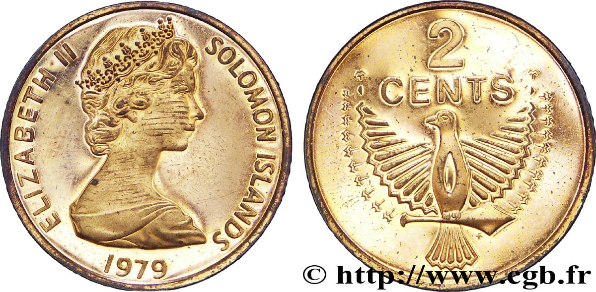 ÎLES SALOMON 2 Cents Elisabeth II / aigle esprit de Mlaita 1979  SPL 