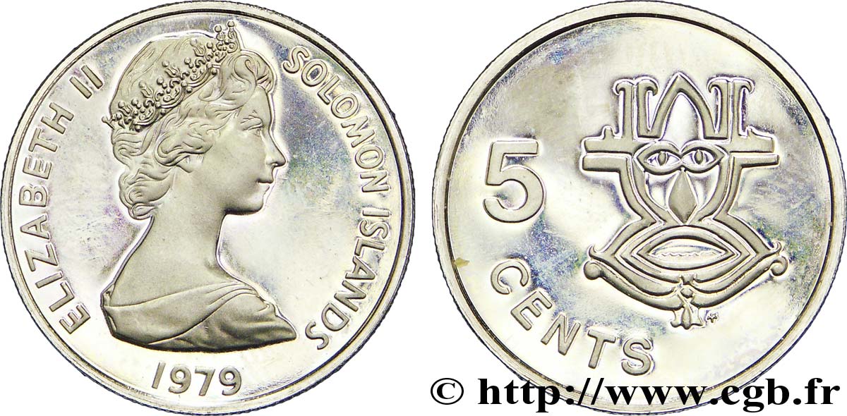 SOLOMON-INSELN 5 Cents BE (Proof) Elisabeth II / masque 1979  fST 