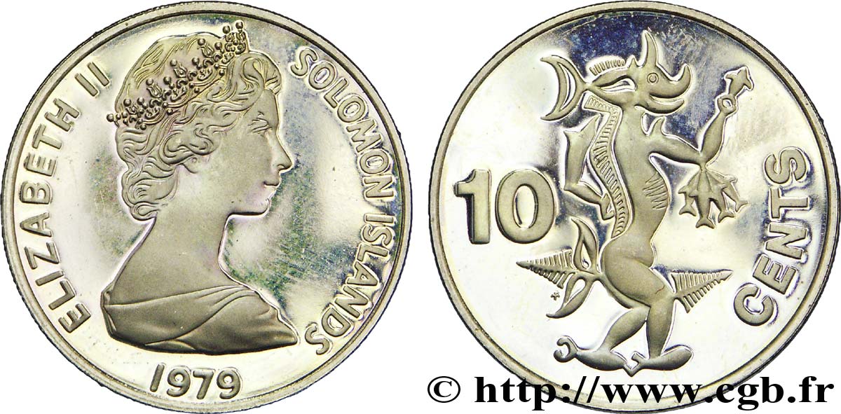 ISOLE SALAMONE 10 Cents BE (proof) Elisabeth II / Ngorienu l’esprit des mers 1979  MS 