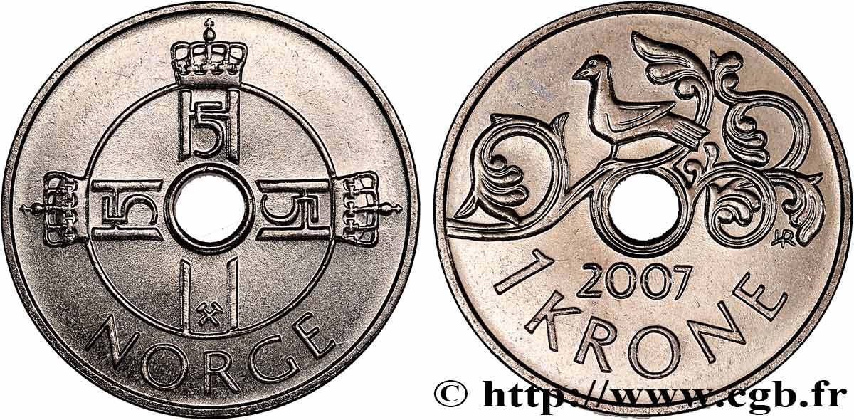 NORWEGEN 1 Krone Harald V 2007  fST 