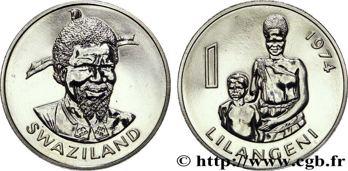 SWASILAND 1 Lilangeni Roi Msawati III / reine mère Ntombi Tfwala 1974  VZ 