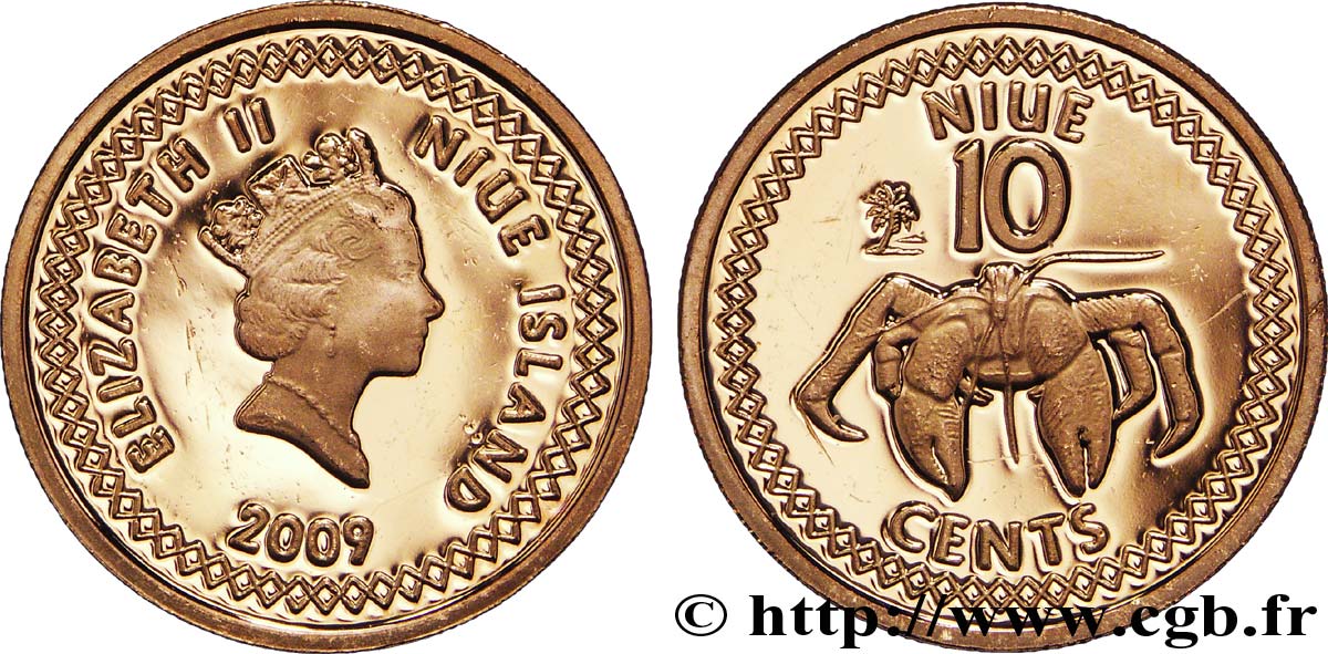 NIUE 10 Cents Elisabeth II / crabe 2009  MS 