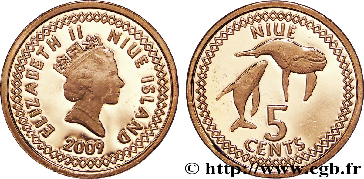 NIUÉ 5 Cents Elisabeth II / baleines 2009  FDC 