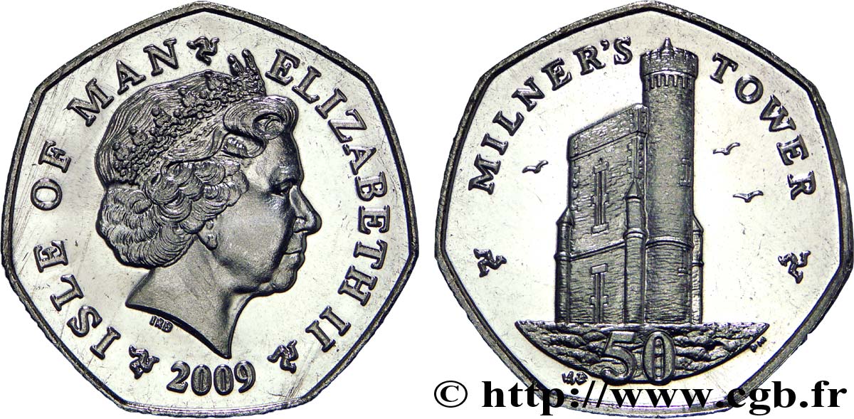 ISLE OF MAN 50 Pence Elisabeth II / tour Milner’s à Port Erin 2009  MS 