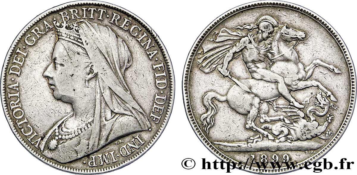 REINO UNIDO 1 Crown Victoria “old Head” / St Georges terrassant le dragon, an LXII 1899  BC+ 