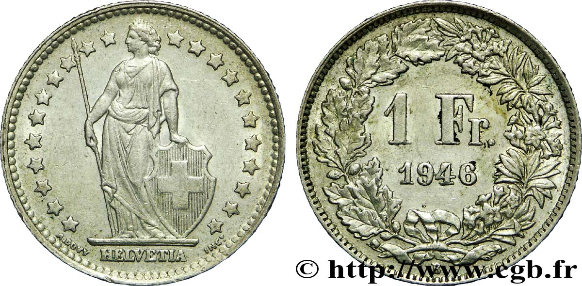 SVIZZERA  1 Franc Helvetia 1946 Berne - B SPL 