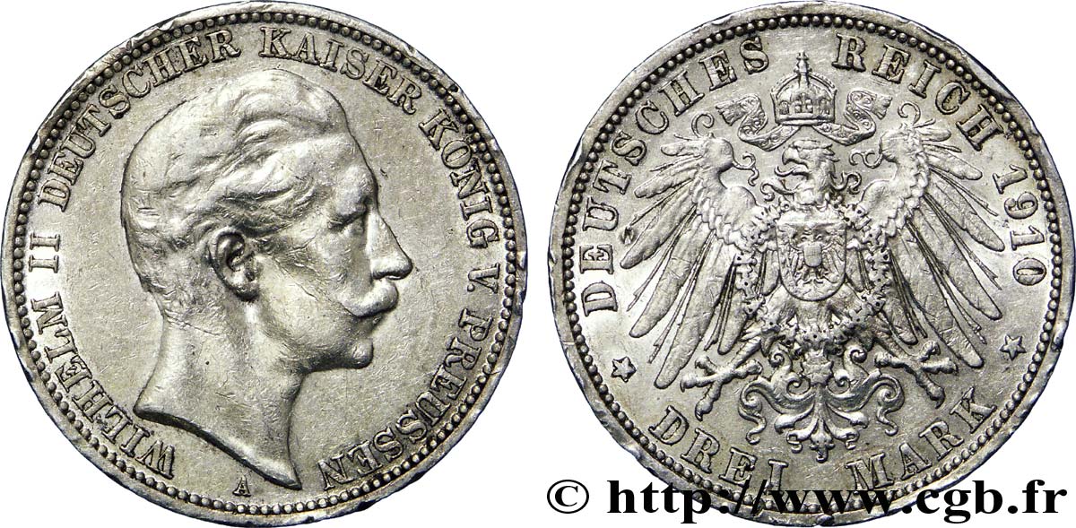 DEUTSCHLAND - PREUßEN 3 Mark Guillaume II 1910 Berlin SS 