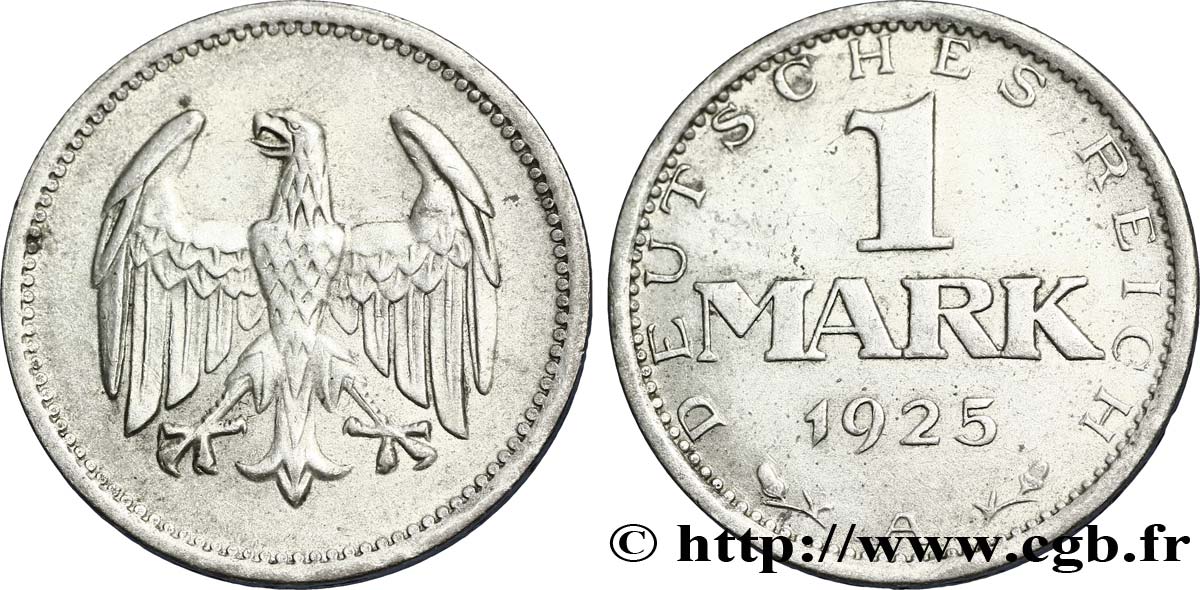 DEUTSCHLAND 1 Mark aigle 1925 Berlin fVZ 