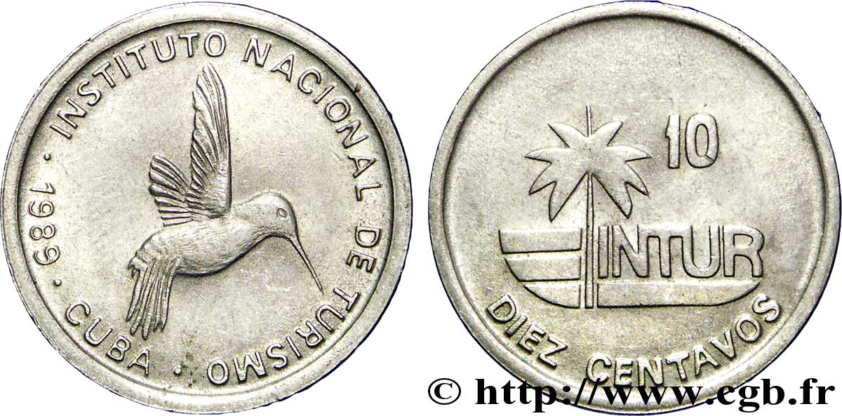 KUBA 10 Centavos monnaie pour touristes Intur 1989  VZ 