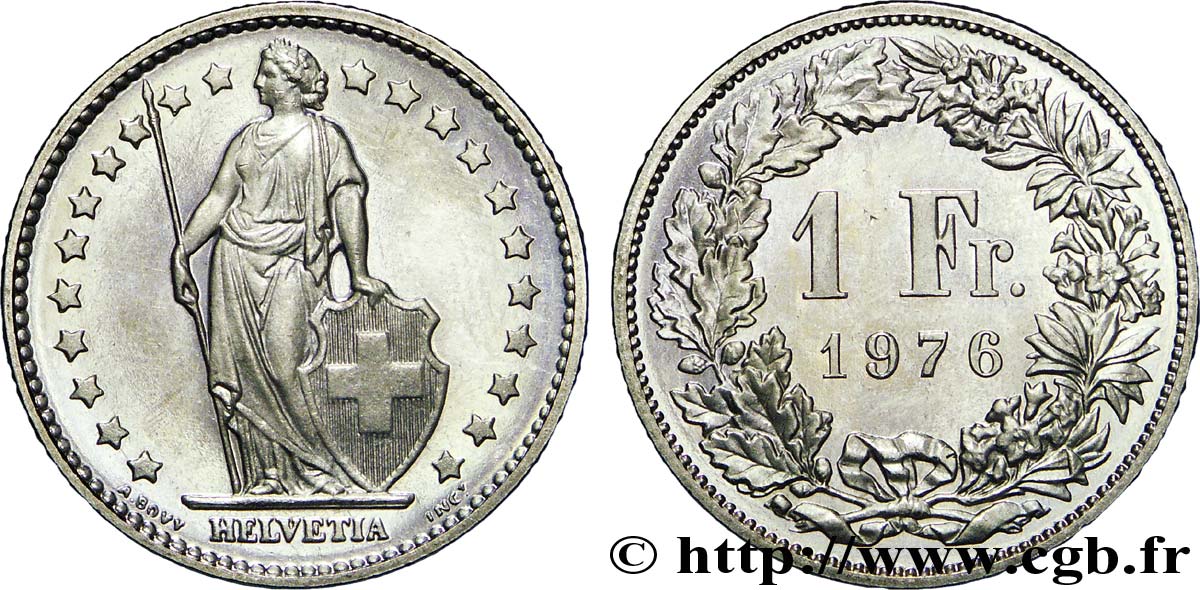 SWITZERLAND 1 Franc Helvetia 1976 Berne MS 