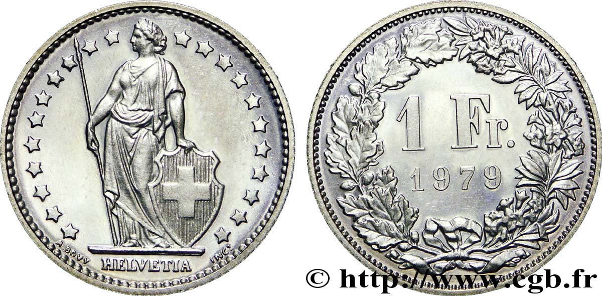 SWITZERLAND 1 Franc Helvetia 1979 Berne MS 