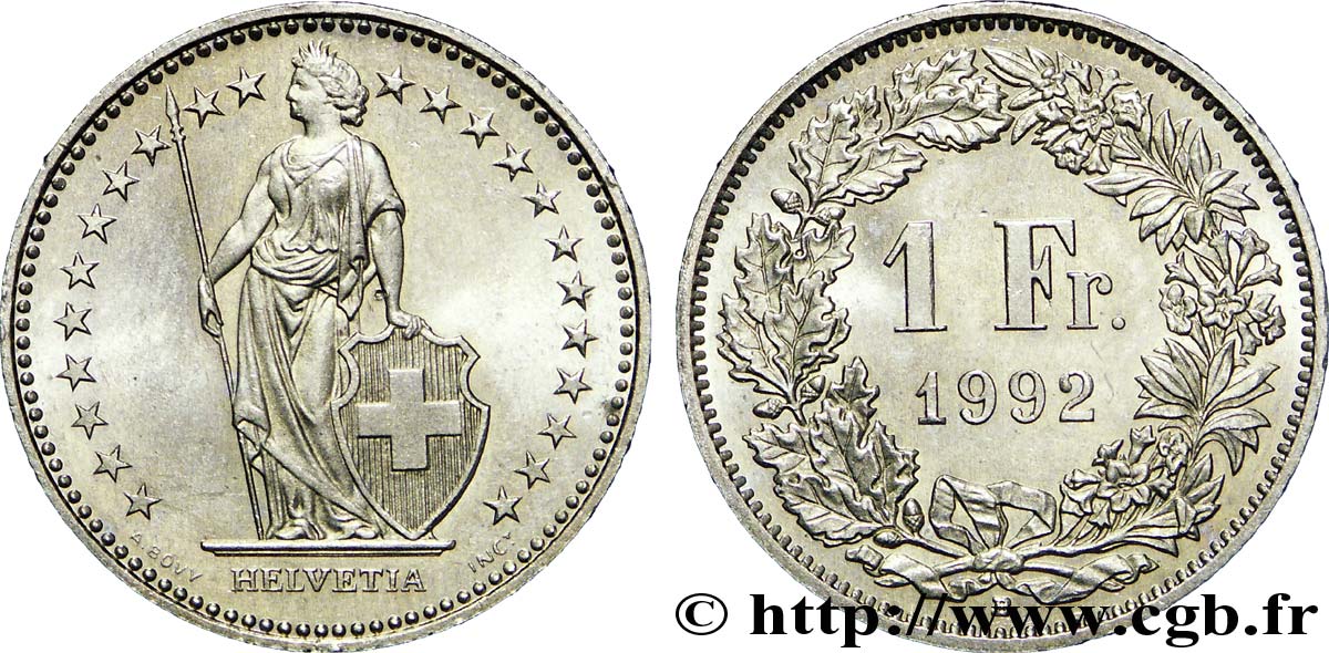 SWITZERLAND 1 Franc Helvetia 1992 Berne MS 