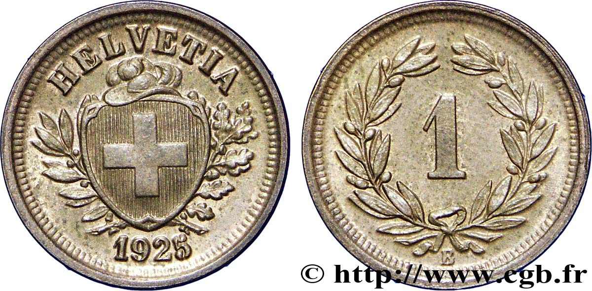 SUIZA 1 Centime Croix Suisse 1925 Berne - B EBC 