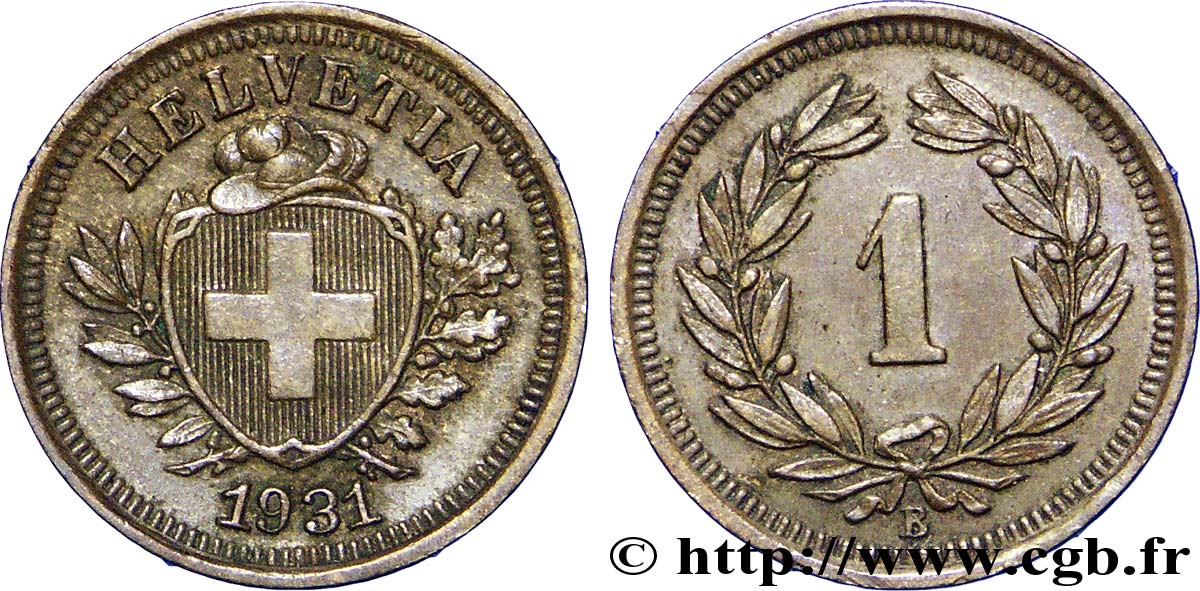 SUIZA 1 Centime Croix Suisse 1931 Berne - B EBC 