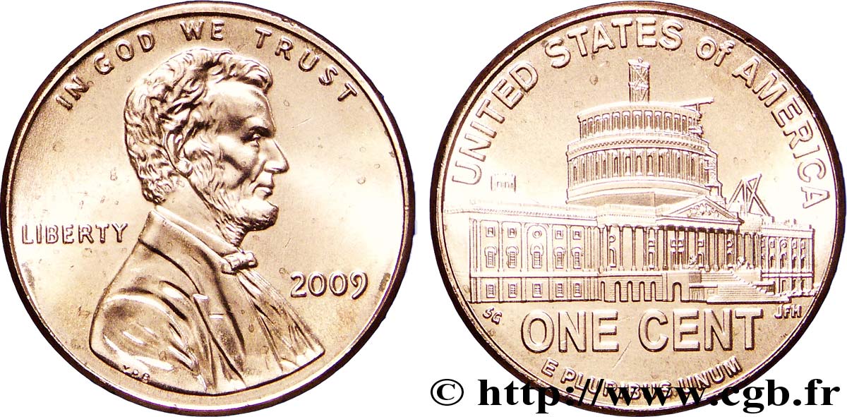 VEREINIGTE STAATEN VON AMERIKA 1 Cent Lincoln / vue du dôme du Capitole en construction 2009 Philadelphie fST 