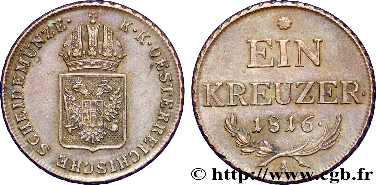 AUSTRIA 1 Kreuzer emblème 1816 Vienne EBC 