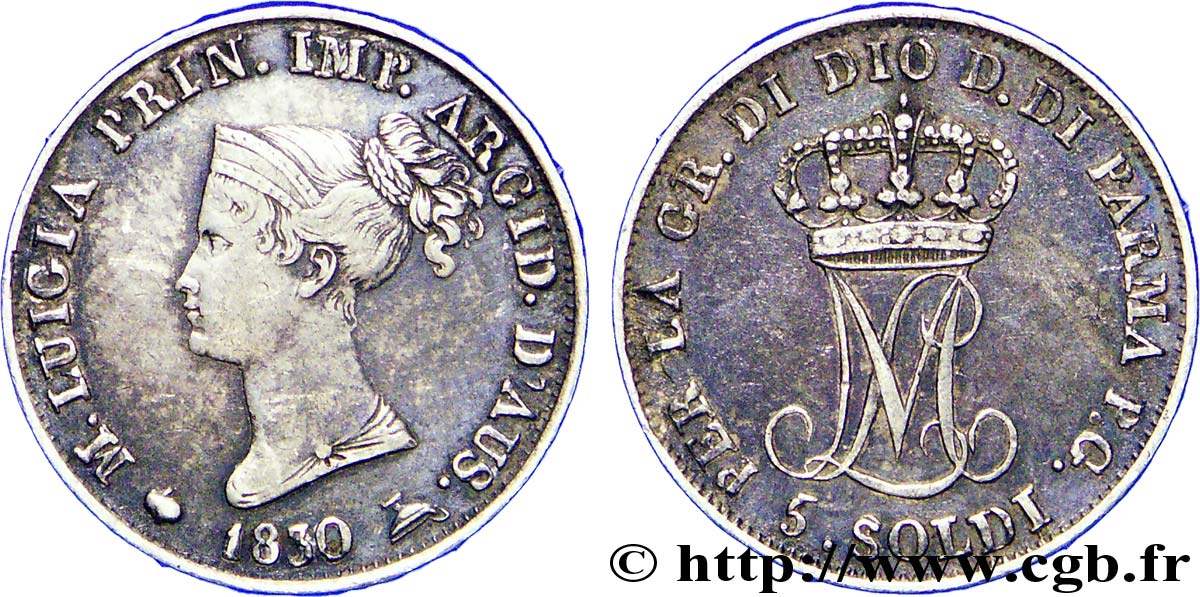ITALY - PARMA AND PIACENZA 5 Centesimi Marie-Louise, Duchesse de Parme 1830 Milan XF 