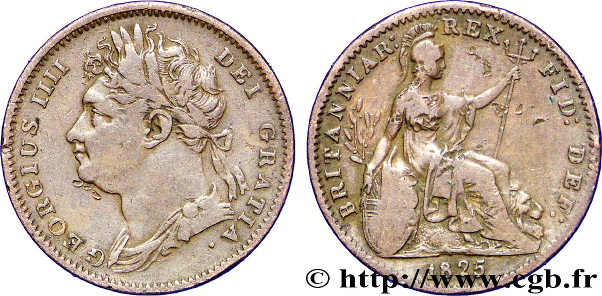 REGNO UNITO 1 Farthing Georges IV 1825  MB 
