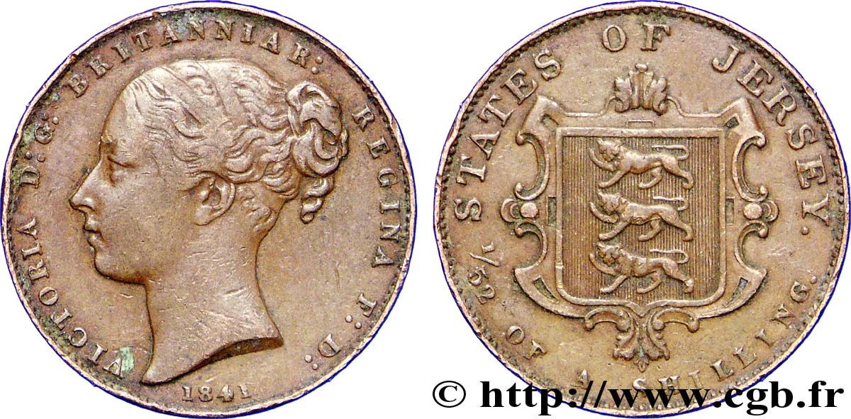 ISLA DE JERSEY 1/52 Shilling Victoria 1841  BC+ 