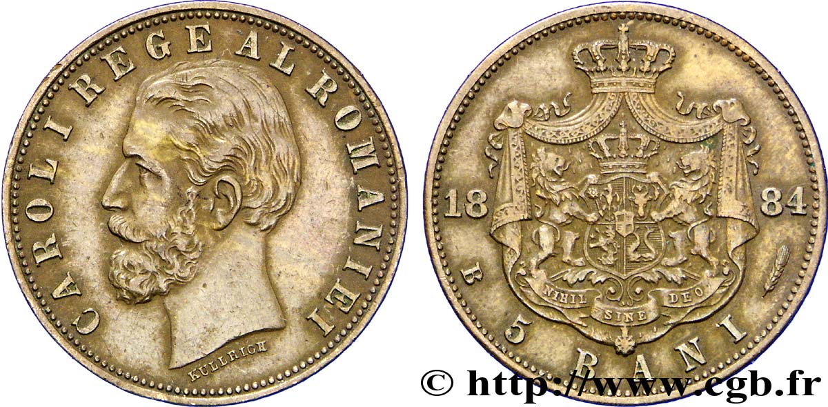 RUMANIA 5 Bani Charles Ier / armes 1884 Bucarest - B EBC 