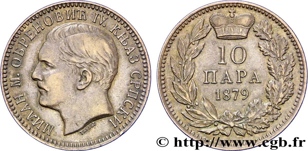 SERBIA 10 Para Milan Obrenovich IV 1879  q.SPL 
