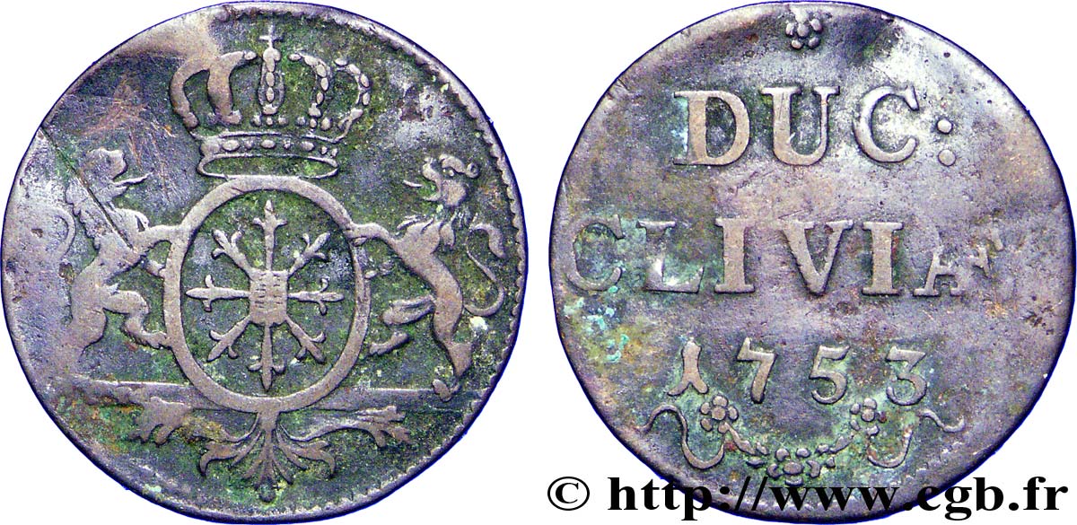 GERMANIA - CLÈVES 1 Pfennig Duché de Clèves 1753  MB 