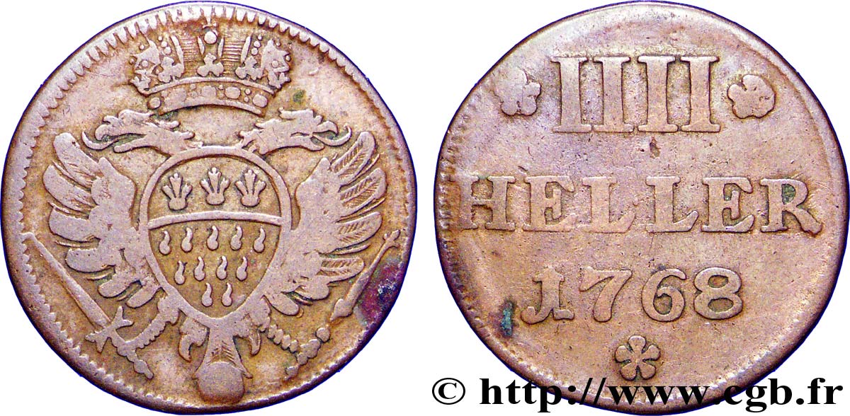 ALLEMAGNE - COLOGNE IIII Heller 1768 Cologne TB+ 