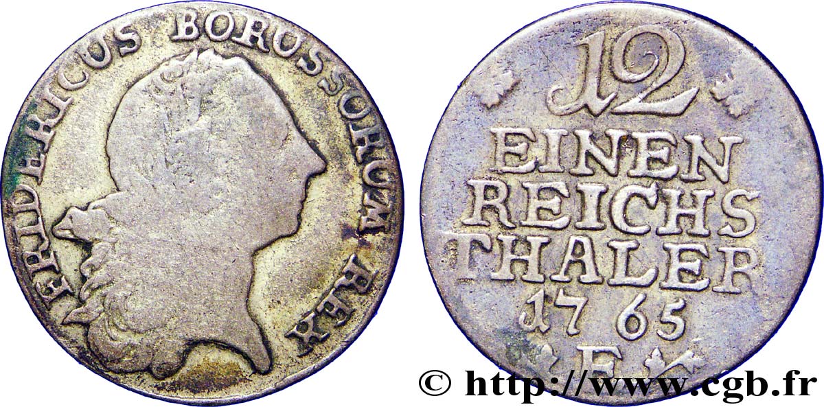 GERMANIA - PRUSSIA 1/12 Thaler Royaume de Prusse Frédéric II 1765 Königsberg - E MB 