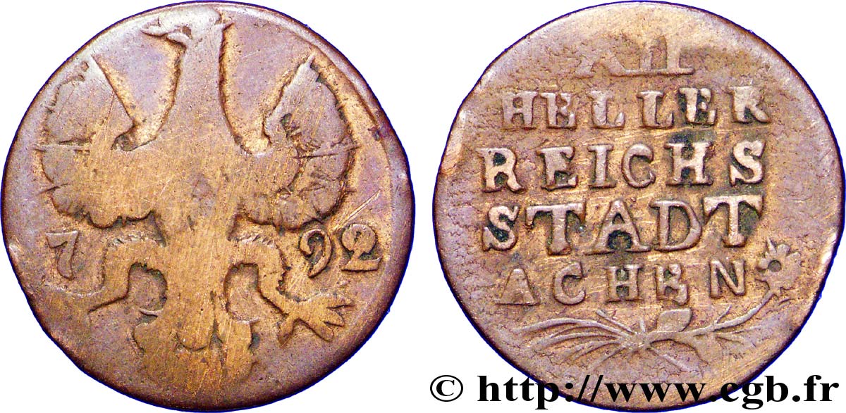 ALEMANIA - AQUIGRáN 12 Heller ville de Aachen aigle 1792  BC 